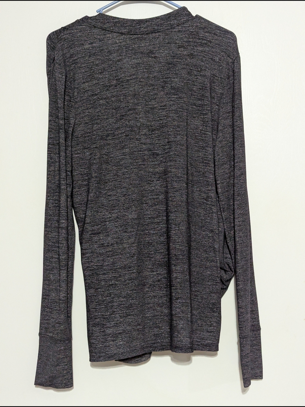 Athleta Charcoal Gray Draped Wrap-Front Long Sleeve Top - Picture 3 of 5